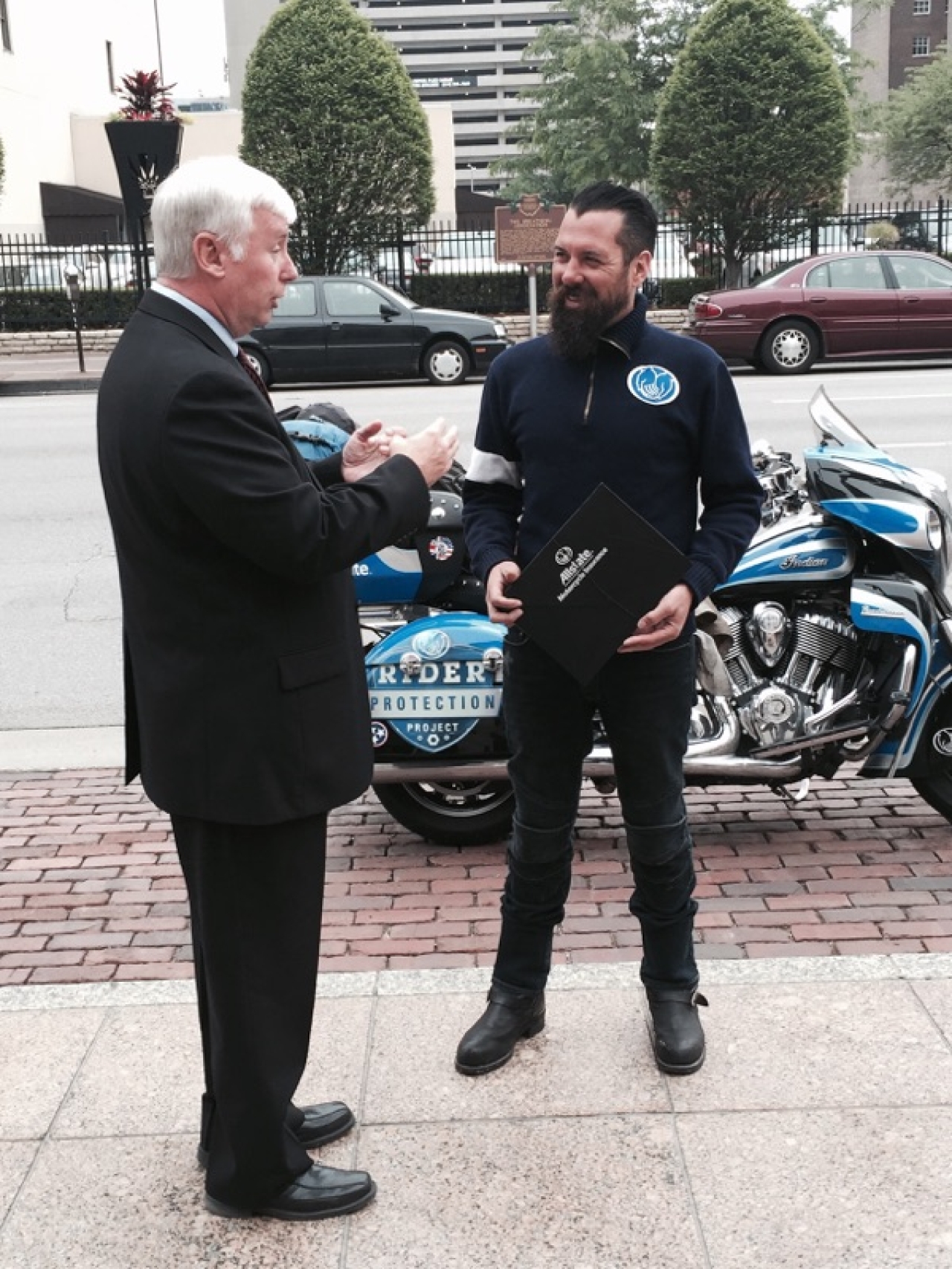 State Rep. Al Landis Welcomes Allstate "Ride for Awareness" Rider Nate Hudson to the Statehouse